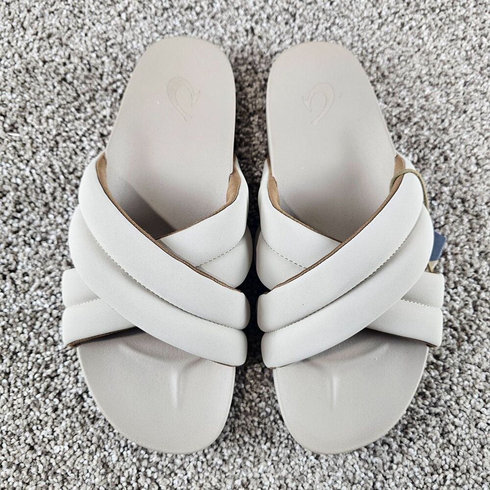 Olukai Womens 9W Sandals HILA Cloudy Slip On Slides Cross Strap Comfy 20490-YDYD - Picture 2 of 10